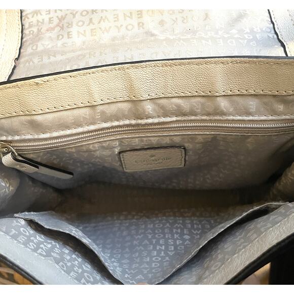 Kate Spade Pratt Street Rianne Bag Womens Gray & Ivory Leather Tasseled Purse - Picture 7 of 12